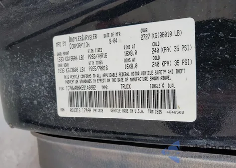 2005 Dodge Dakota Slt из США, поврежденный, VIN 1D7HW48NX5S140082